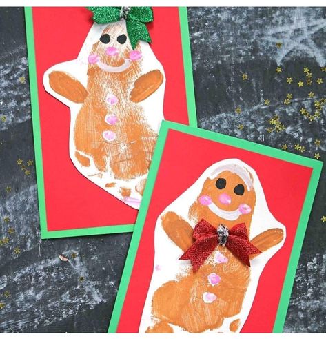 Baby Christmas Crafts, Mentor Teacher, Men Cards, Handprint Christmas, Handmade Christmas Cards, Footprint Crafts, Baby Art Projects, Christmas Crafts For Toddlers, Gingerbread Crafts