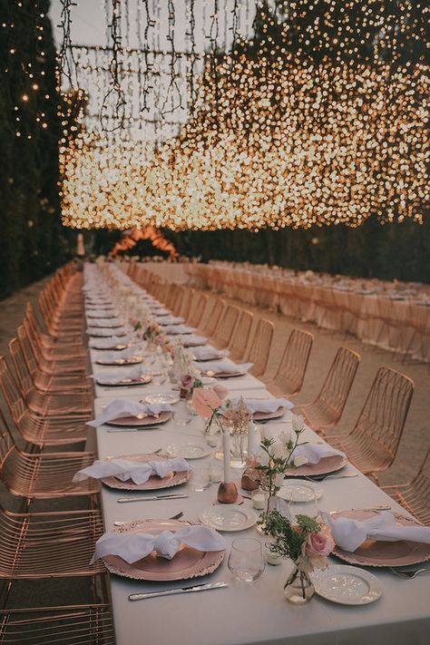 Romantic fairytale Spanish wedding with the most incredible light canopy! | Real Weddings | 100 Layer Cake Wedding Dress Cupcakes, Roof Decoration, Grass Backdrops, Light Canopy, Spanish Wedding, Bridal Shower Flowers, Wedding Party Ideas, Ceremony Seating, Rose Party