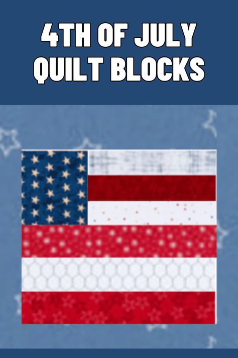 "Embrace patriotic spirit with 4th of July Quilt Blocks! These vibrant blocks feature stars, stripes, and red, white, and blue hues, capturing the essence of Independence Day. Perfect for crafting festive quilts, table runners, and decor, these blocks add a touch of Americana to your home. Celebrate in style with these timeless symbols of freedom and unity!" 4th Of July Quilt, Quilt Block Patterns Easy, Red White Blue Quilt, Free Quilt Block Patterns, Quilt Block Patterns Free, Patriotic Quilts, Symbols Of Freedom, King Size Quilt, Block Patterns