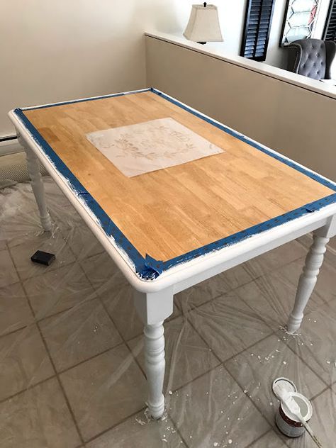 Square Dining Table Makeover, Update Dining Table, Repurposed Kitchen Table, Kitchen Table Makeover Ideas, Kitchen Table And Chairs Makeover, Redo Dining Table, Dinner Table Makeover, Dining Table Painting Ideas, Dining Table Refurbish Ideas