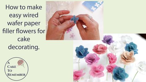 How to make wafer paper filler flowers Flowers For Cake Decorating, Cake Decorating Beginners, Flowers For Cake, Cake Decorating Flowers, Edible Wafer Paper, Filler Flowers, Wafer Paper Flowers, Flowers Tutorial, Easy Cake Decorating