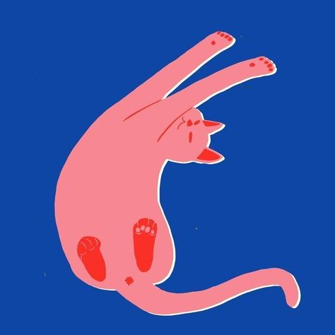 Blue Cat Illustration, Guache Cat, Cat Paws Illustration, Cat Paw Illustration, Cat Illustration Simple, Paws Illustration, Illustration Chat, Cat Illustration Design, Paw Illustration