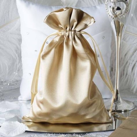 12 Pack | 6"x9" Champagne Satin Favor Bags Party Drawstring Pouches Handmade Candy, Colors Wedding, Candy Jewelry, Wedding Gift Bags, Wedding Favor Bags, Wedding Banquet, Satin Bags, Gold Satin, Wedding Gift Favors