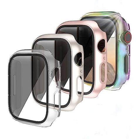 Jomitvp 4 Pcs Hard PC Case Compatible for Apple Watch Series 7/8/9 45mm with [Anti- Peeping] Glass Screen Protector, All Around Protector Bumper Frame Cover for iWatch Smartwatch Apple Watch Series 6, Pc Case, Pc Cases, Wearable Technology, Apple Watch Series, Glass Screen, Screen Protectors, Smartwatch, Photo Storage