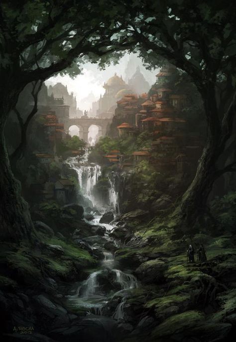 Peaceful kingdom - Concept Art by Andreas Rocha  <3 <3 Creature Fantasy, Fantasy City, Fantasy Places, Fantasy Setting, Matte Painting, Fantasy Concept Art, Arte Fantasy, Environment Design, 판타지 아트