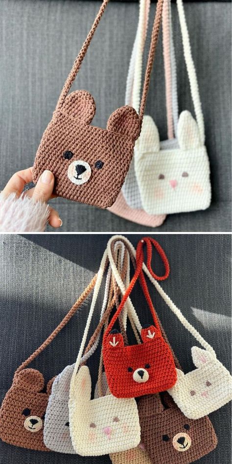 Crocheted Purses, Kat Haken, Purse Patterns Free, Tote Crochet, Free Crochet Bag, Crochet Bag Pattern Free, Bag Pattern Free, Pola Amigurumi, Bunny Crochet