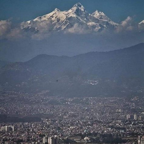 Kathmandu valley and Mt. Manaslu Mountain Landscapes, Everest Base Camp Trek, Kathmandu Valley, Nepal Travel, Charcoal Art, Cartoon Profile, Wood Painting, Base Camp, Cartoon Profile Pics