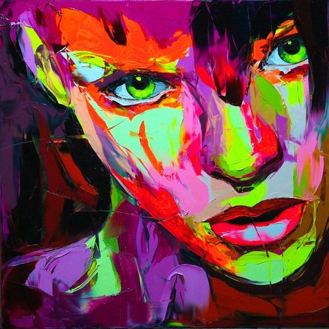 Art ¦ Dramatic polychrome colour potraits by Françoise Nielly bleed across cyberpunk and 1980s Françoise Nielly, Face Oil Painting, Images D'art, Colorful Oil Painting, Palette Knife Painting, Colorful Portrait, Art Et Illustration, Art Pop, Abstract Portrait