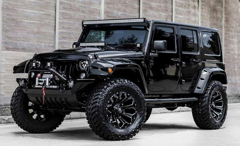 Jeep Rubicon Custom Blacked Out Jeep Wrangler, All Black Jeep, Custom Jeep Wrangler Unlimited, Jeep Wrangler Wheels, White Jeep Wrangler, Black Jeep Wrangler, Jeep Wrangler Lifted, White Jeep, Custom Jeep Wrangler