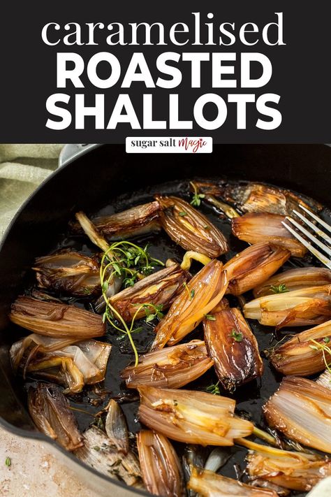 These gorgeous caramelised roasted shallots are sweet and meltingly tender. Incredibly easy to make, they’re also a very special side dish. Everyone will be coming back for more. Why you'll love them: Sweet, tangy and caramelised. Impossibly tender and melt-in-the-mouth good. Loaded with flavour, yet delicate and elegant. Easy to make ahead as they reheat well. The perfect side dish for the holidays. Vegetables Dishes, Roasted Shallots, Slow Cooker Turkey Breast, Perfect Dinner Party, Thanksgiving 2023, Dinner Party Recipes, Onion Recipes, Roasted Meat, Veggie Side Dishes