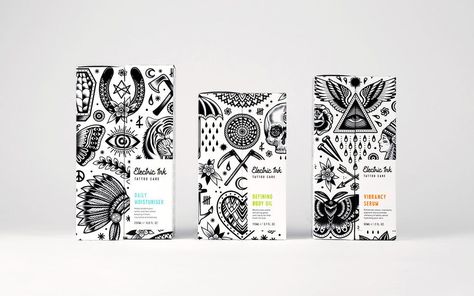 39 Black and White Packaging Designs | Dieline Black And White Packaging Design, Innovative Packaging Design, Chocolate Branding, Dieline Packaging, Sweet Packaging, White Packaging, Tattoo Care, Pack Design, Traditional Tattoo Art