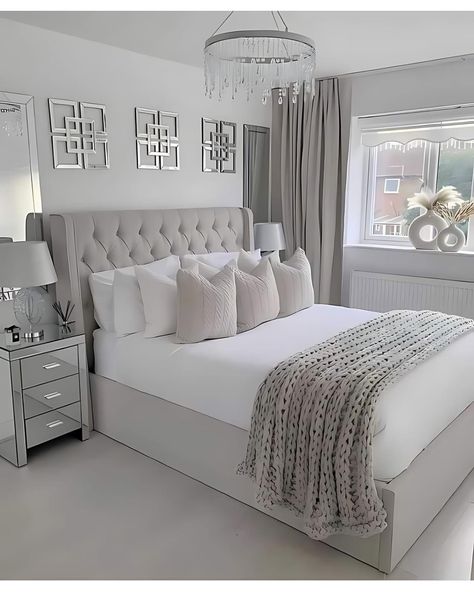 Glam Bedroom Decor, White Room Decor, Classy Bedroom, Gorgeous Bedrooms, Stylish Bedroom, Room Makeover Bedroom, Decoration Inspiration, Master Bedrooms Decor, Aesthetic Bedroom