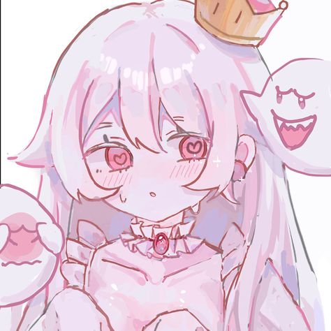 art by KOKOcatcat2 on twt Girl Pfps Discord Cartoon, Boosette Fanart Icon, Booette Pfp, Kawaii Pfp Aesthetic, Anime Pfp Fanart, Pink Halloween Pfp, Kawaii Pose Reference, Cute Discord Profile, Pink Discord Icon