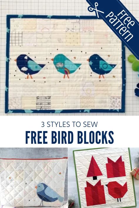 Bird Block Quilt Patterns, Patchwork Birds Pattern, Spring Quilt Patterns Free, Bird Quilts Ideas, Quilted Wall Hangings Patterns Free, Bird Quilt Blocks Free Pattern, Paper Pieced Quilt Patterns Free, Kaleidoscope Quilt Block, Sewing With Scraps