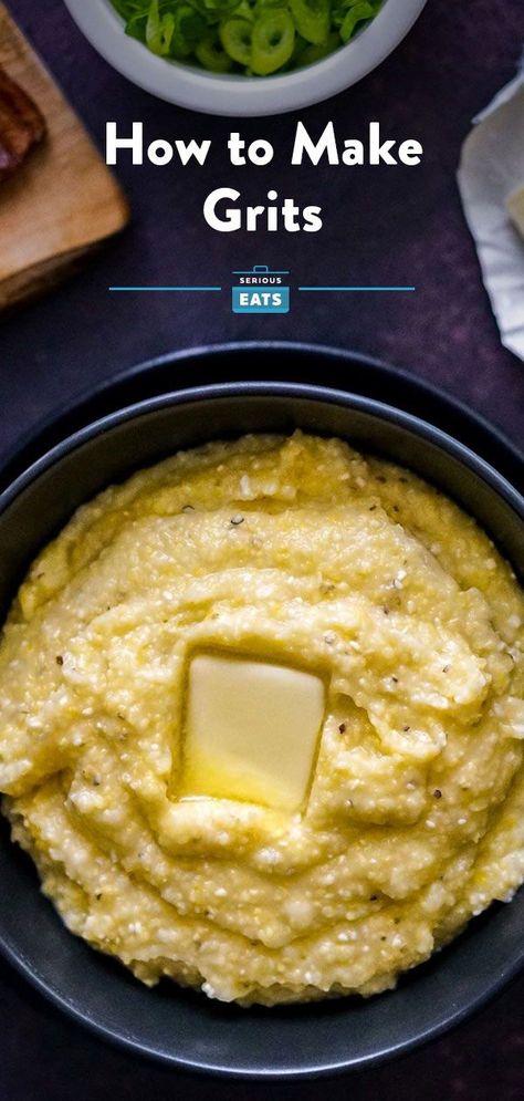 Creamy Grits Recipe, Hominy Grits, Grits And Eggs, Cooking Knowledge, Instant Grits, Grain Salads, Canned Hominy, How To Cook Grits, Meatless Mains