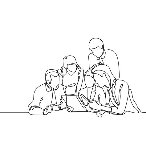 Group Discussion Illustration, Class Picture Ideas, Team Work Illustration, Together Drawing, Group Drawing, Office Drawing, Line Drawing Illustration, Class Picture, 심플한 그림