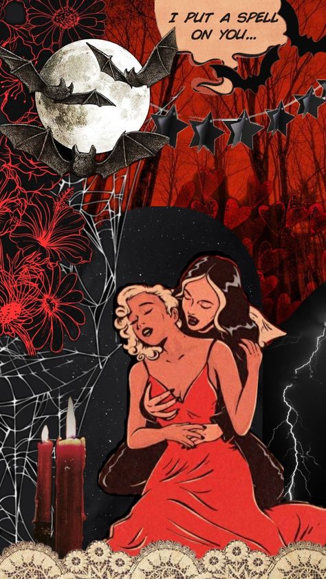 #halloween #vampire #lesbian #lesbianpride #fall #redandblack #vintagehalloween #aesthetic Vampire Lesbian, Lesbian Art, Vampire Art, Halloween Vampire, Queer Art, Goth Art, Conceptual Photography, Witch Art, Creepy Art