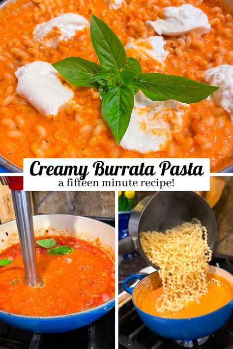 Creamy Burrata Pasta - Pumpkin Cheese Ball Recipe, Burrata Pasta, Burrata Recipe, Easy Pasta Dinner, Burrata Cheese, Cheese Ball Recipes, Fire Roasted Tomatoes, Easy Comfort Food, Health Dinner Recipes