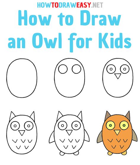 How to Draw an Owl for Kids - How to Draw Easy Drawing Owls Easy, Preschool Step By Step Drawing, Draw An Owl Easy, How To Draw A Owl Easy, Step By Step Drawing For Preschoolers, Easy Owl Drawing Simple, Owl Directed Drawing For Kids, Step By Step Drawing For Kindergarten, Owl Craft For Kindergarten