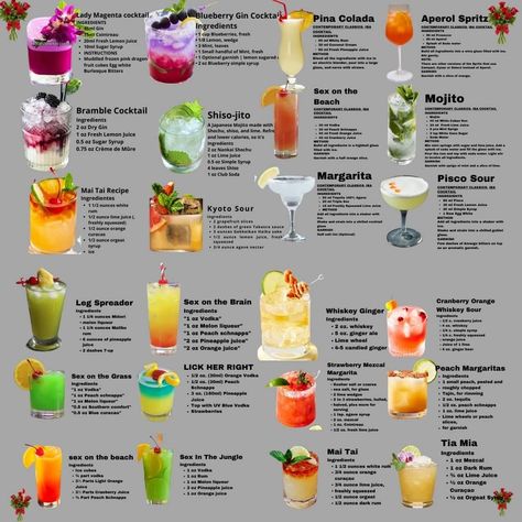 Mixed Drinks Alcohol Recipes, Bar Drink Recipes, Gin Ingredients, Bartender Drinks Recipes, Fruity Alcohol Drinks, Fun Drinks Alcohol, Iced Drinks Recipes, Alcholic Drinks, Cocktail Drinks Alcoholic