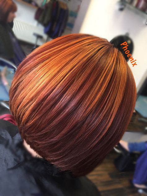 Coper Hair Color, Copper Bob Hair, Bright Copper Hair, Copper Bob, Balayage Hair Bob, Bob Balayage, Balayage Hair Copper, Phoenix Hair, Amber Hair