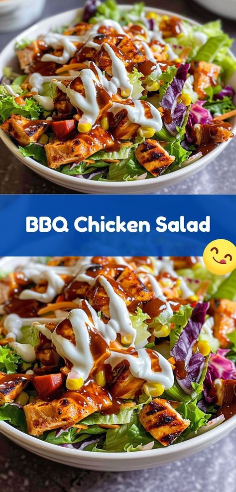 Quick BBQ Chicken Salad recipe—fresh, tasty, and perfect for any meal! Salad With Smoked Chicken, Quick Bbq Chicken, Barbecue Chicken Salad, Outback Recipes, Bbq Chicken Salad Recipe, Black Bean Chicken Chili, Chicken Squash, Best Bbq Chicken, Bbq Chicken Legs