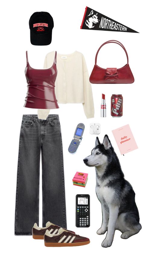 Northeastern university Boston aesthetic zesty gameday outfit  girl husky calculator computer science y2k Mr. Pibb ice Boston College Tailgate Outfit, Northeastern Aesthetic, Northeastern University Aesthetic, Mr Pibb, College Tailgate Outfit, Boston Aesthetic, University Outfits, Boston Outfits, Northeastern University