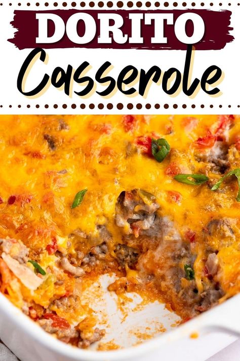 This Dorito casserole belongs in your weekly meal rotation! It features ground beef, tomatoes, cheese, and plenty of Dorito crunch! Fritos Casserole, Easy Dorito Casserole, Mexican Casseroles, Doritos Casserole, Meat Entrees, Easy Casserole Dishes, Dorito Casserole, Meal Rotation, Magic Shell