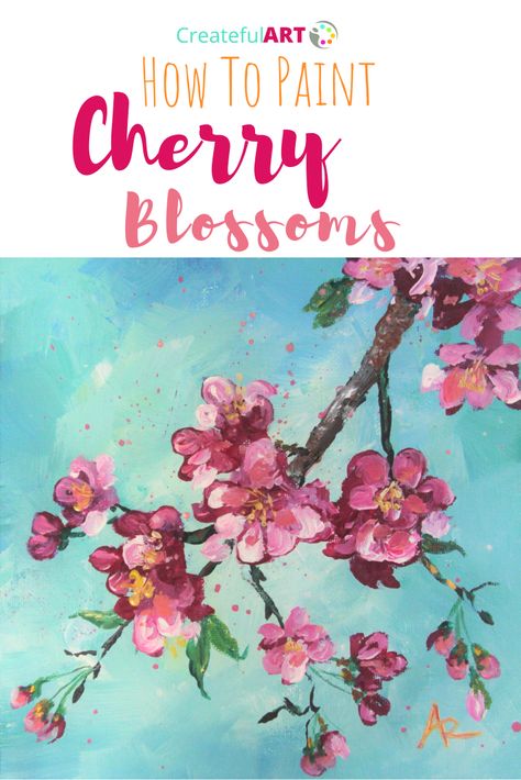 Learn how to paint cherry blossoms in this, step by step, painting tutorial. Learn to paint with acrylics. Cherry blossom painting Paint Cherry Blossom, Painting Orchids, Cherry Blossom Painting Acrylic, Canvas Art Acrylic, Acrylic Techniques, Painted Branches, Blossom Painting, Service Excellence, Cherry Blossom Painting