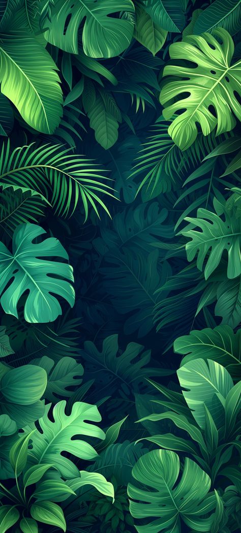 Leaf Phone Wallpaper, Jungle Illustration, Jungle Leaves, Silver Oak, Plant Wallpaper, Leaf Background, Jungle Theme, Oak Leaf, Green Nature