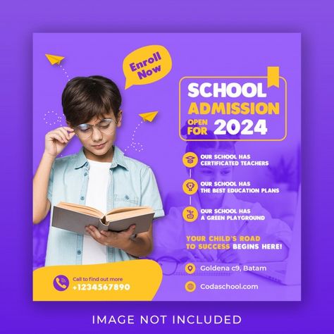 School Social Media Post, Educational Banner, Layout Quotes, School Social Media, Design Social Media Posts, Whisky Packaging, Kids Social Media, Admissions Poster, Instagram Post Design