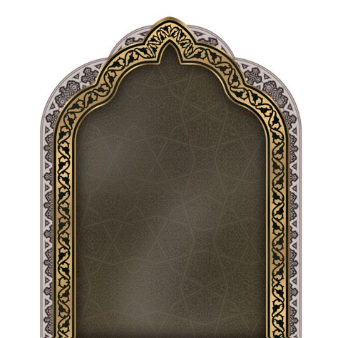 Islamic Template Background, Mehrab Design, Arabic Frame, Islamic Frames, Islamic Png, Islamic Frame, Royal Frame, History Of Islam, Golden Border