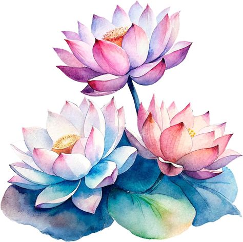 A watercolor drawing of water lilies and... | Premium Psd #Freepik #psd #lotus #waterlily #white-lotus #pink-lotus Lotus Flower Images, Watercolor Lotus, Clipart Flowers, Page Layouts, Flowers Clipart, Lotus Flowers, Pastel Watercolor, Psd Template Free, Watercolor Flowers Paintings