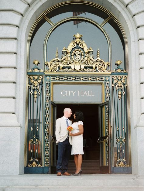 Vintage inspired elopement http://tanyaandvictor.com/san-francisco-city-hall-wedding-jasmyn-jason/ Lesbian Elopement, City Hall Wedding Photography, City Hall Wedding Photos, San Francisco City Hall Elopement, Sf City Hall Wedding, San Francisco City Hall Wedding, San Francisco City Hall, Wedding Court, City Hall Wedding