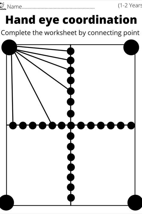 connect the points. Amazing worksheet for the age group of 1-2 years Hand Coordination Activities, Eye Hand Coordination Activities, Cognitive Neuroscience, Memory Activities, Coordination Activities, Stem Experiments, Child Education, Early Learning Activities, Learning Activities For Kids