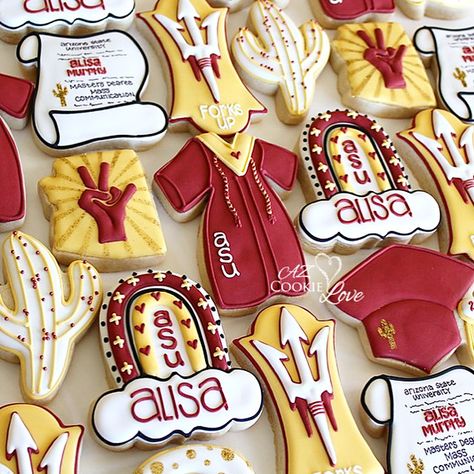 Asu Graduation, Gina Miller, Graduation Boards, College Graduation Parties, Graduation Cookies, Graduation Theme, Cookie Inspiration, Graduation Cakes, Learning And Development