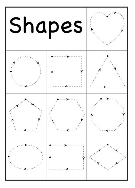 Preschool Worksheets - Draw Shapes Shape Worksheet, Preschool Worksheets Free Printables, Shape Tracing Worksheets, Preschool Tracing, Free Preschool Worksheets, Kindergarten Readiness, Tracing Worksheets Preschool, Worksheet For Kids, Shapes Preschool