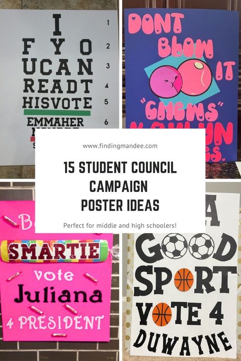 15 Student Council Campaign Poster Ideas - finding mandee Student Council Posters For Treasurer, Student Council Board, Poster For Student Council Campaign, Student Council Ideas Middle, Elementary Campaign Ideas, Class Rep Posters Student Council, Student Council Campaign Slogans Ideas, Class Rep Poster Ideas, Ideas For Campaigning Student Council