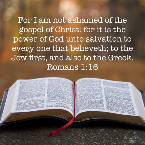 For I am not ashamed of the gospel of Christ: for it is the power of God unto salvation to every one that believeth; to the Jew first, and also to the Greek. ‭‭Romans‬ ‭1:16‬‬ Romans 1 16, Not Ashamed Of The Gospel, I Am Not Ashamed, Roman 1, New American Standard Bible, A Seal, Bible Versions, Biblical Verses, Bible Prayers