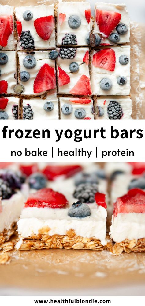 Raspberry Yogurt Bars, High Protein Frozen Yogurt Bark, Homemade Snack Bars Healthy, Fruit Yogurt Bites, Yogurt Freezer Bites, Yogurt Cereal Bars, Frozen Yougart Bars, Fruit And Yogurt Bar, Healthy Snack Bars For Kids