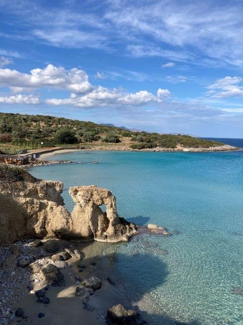 A Guide to Crete’s Gorgeous Voulisma Beach | Routinely Nomadic Voulisma Beach Crete, Crete Beaches, Heraklion, Crete Greece, Europe Vacation, Best Sunset, Beach Bars, Turquoise Water, Greece Travel