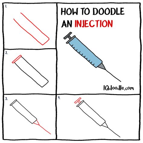 How To Draw A Syringe, Injection Drawing, Jobs Drawing, Draw School, School Doodle, How To Doodle, School Doodles, Draw Doodles, You Doodle