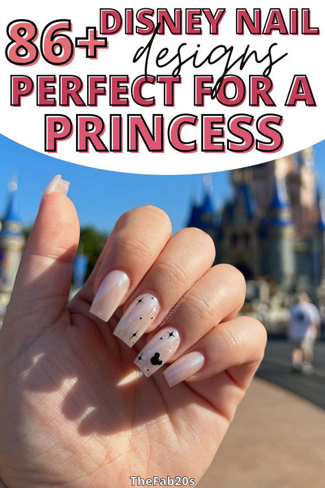 Disney Dipped Nails Ideas, Nail Ideas For Disney, Gel Nails Ideas Short Disney, Almond Shaped Nails Designs Disney, Simply Disney Nails, Disney Nails For Adults, Disney Manicures, Disney Subtle Nails, Disney Nail Art Ideas