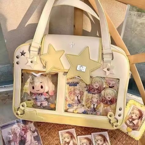 Y2K Trendy Star Ita Bag Lolita Girl Transparent Pocket Fashion Crossbody Bag Women's DIY Display Shoulder Bag Cute Purse Handbag - AliExpress Cute Purses Handbags, Patchwork Aesthetic, Black Fur Boots, Diy Display, Ita Bag, Cute Purse, Yellow Handbag, Pockets Fashion, Pearl Bag