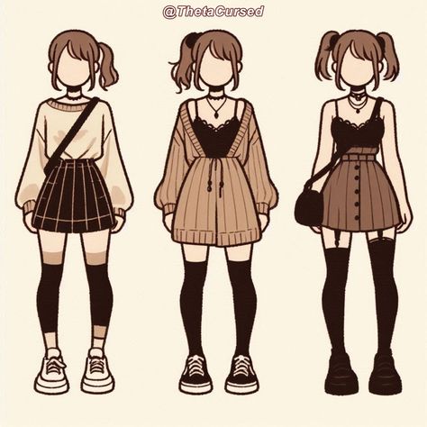 Fall Outfits Drawings, Sweater Dress Drawing, Fall Outfit Drawing, Anime Boy Clothes, Boy Clothes Drawing, Overalls Drawing, Anime Outfits Casual, Aesthetic Clothes Drawing, Poses On Chair