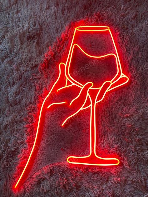 Wine Neon Sign, Neon Signs For Bedroom, Bar Lights, Store Signage, Neon Wall Art, 80th Anniversary, Neon Design, Event Exhibition, Bottle Shop