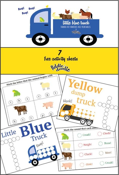 How to Create a Little Blue Truck Magnetic Farm Activity for Kids Dot Marker Printables, Little Blue Truck, Truck Crafts, Dot Marker Activities, Transportation Preschool, Farm Preschool, Reading Comprehension Lessons, Farm Activities, Story Activities