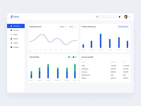 Equity - A Online Accounting Software Design | Dashboard Screen by Abir Mahmood 💎 Accounting Web Design, Ui Website, City Life Photography, Web Dashboard, Online Accounting, Dashboard Ui, Accounting Software, Dashboard Design, Screen Design