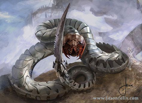 Metal Serpent -Magic The Gathering   https://www.facebook.com/Jason.Felix.Art http://www.jasonfelix.com/ http://jason-felix.deviantart.com/  #Jasonfelix #thebrushtool #digitalart #cg Snake Alien Concept Art, Monster Hunter Monster Concept Art, Snake Monster, Cool World, Gorillas Art, Metal Snake, Monster Ideas, Monster Artwork, Robot Animal