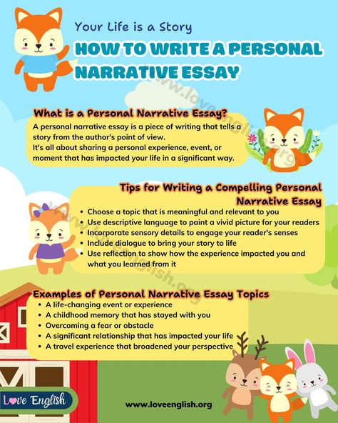 Personal Narrative Essay: Inspiring Personal Narrative Examples For Your Essay - Love English Personal Narrative Examples, Authors Point Of View, Essay Ideas, Personal Narrative Writing, Types Of Essay, College Admission Essay, Sensory Details, Personal Reflection, Essay Format